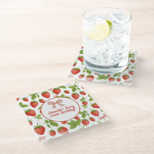 Posavasos De Vidrio Fresa dulce niños Fiesta de cumpleaños -