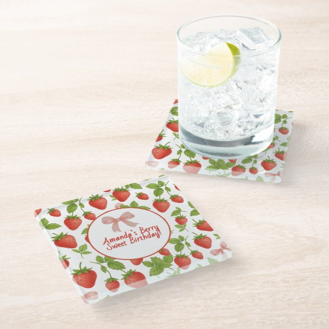 Posavasos De Vidrio Fresa dulce niños Fiesta de cumpleaños - (Angular)