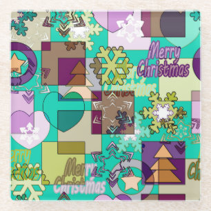 Posavasos De Vidrio Fresa sin inconvenientes Nochebuena Snowflake colo