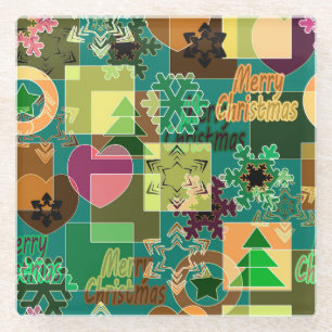 Posavasos De Vidrio Fresa sin inconvenientes Nochebuena Snowflake colo