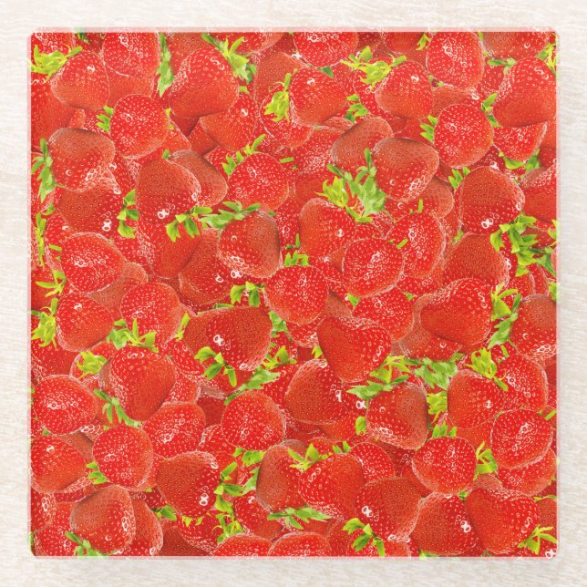 Posavasos De Vidrio Fresas (Anverso)