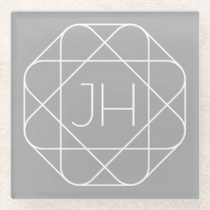 Posavasos De Vidrio Fresco Monograma, Estilo de Logotipo Elegante Vibr
