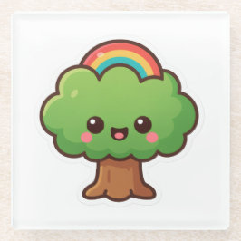 Posavasos De Vidrio Friendly Kawaii Tree