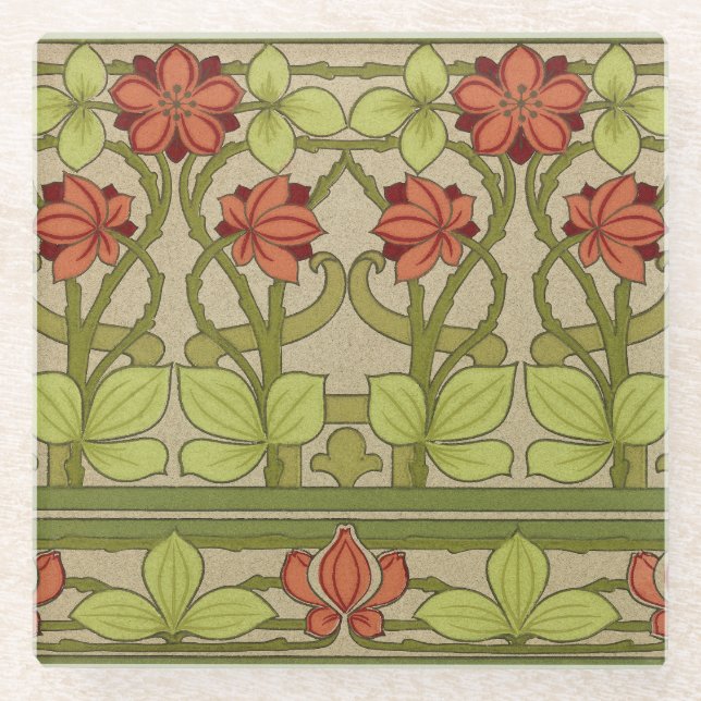 Posavasos De Vidrio Frieze Border Art Nouveau Floral (Anverso)