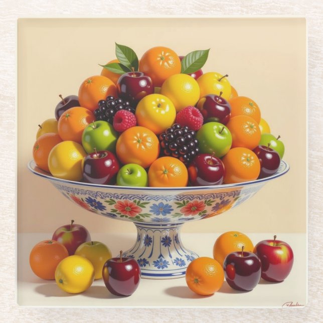 Posavasos De Vidrio „Frische Vielfalt – Die Kraft des Obstes“ (Anverso)