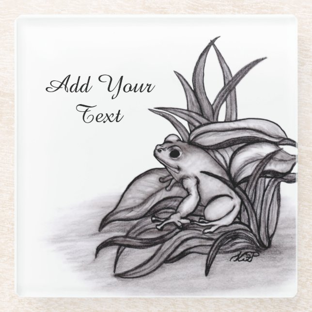 Posavasos De Vidrio Froggy , Agrega tu texto (Anverso)
