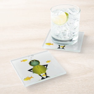 Posavasos De Vidrio Frogman Glass Coaster
