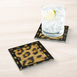 Posavasos De Vidrio Frontera africana Leopard Fur - Pascua de vidrio