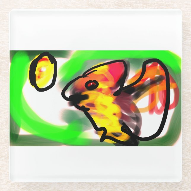 Posavasos De Vidrio Fruit bat  art (Anverso)