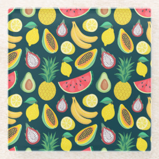 Posavasos De Vidrio Frutas tropicales Vintage Pattern Bliss