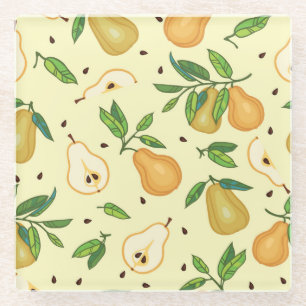 Posavasos De Vidrio Frutos del oído amarillo: Ilustracion vintage.