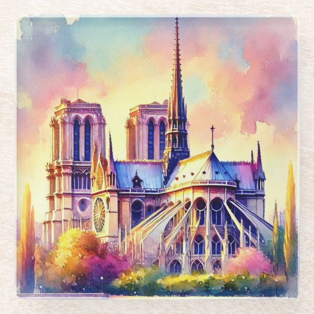Posavasos De Vidrio Fuego de Notre-Dame (Anverso)