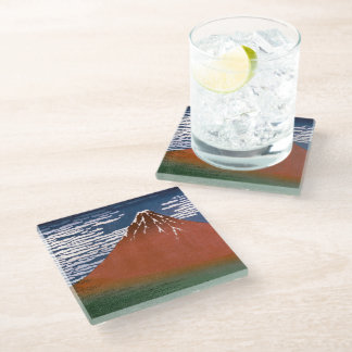 Posavasos De Vidrio Fuji Rojo, El Volcán Aka Fujiyama Katsushika Hokus