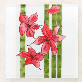 POSAVASOS DE VIDRIO FUN AND FABULOUS POINSETTA CHRSITMAS COASTER