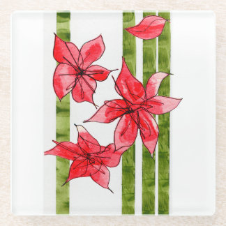 POSAVASOS DE VIDRIO FUN AND FABULOUS POINSETTA CHRSITMAS COASTER