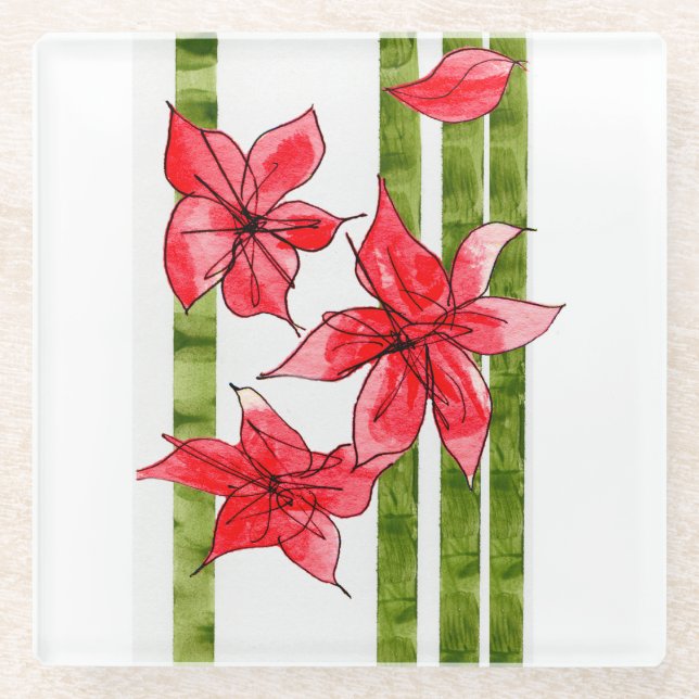 POSAVASOS DE VIDRIO FUN AND FABULOUS POINSETTA CHRSITMAS COASTER (Anverso)