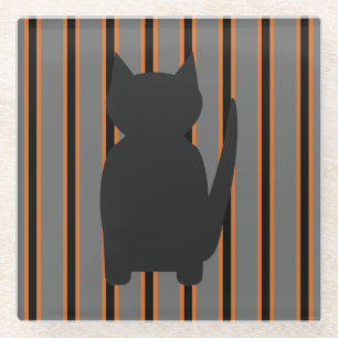 Posavasos De Vidrio Fun and Fancy Halloween Gatos de silueta negra