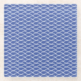 Posavasos De Vidrio Fun Medium Blue Scalloping Waves