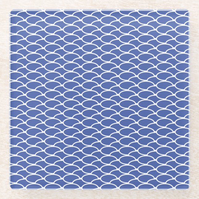 Posavasos De Vidrio Fun Medium Blue Scalloping Waves (Anverso)