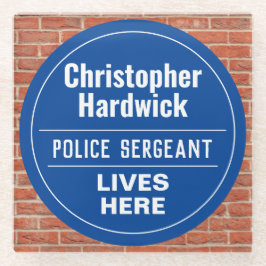 Posavasos De Vidrio Fun policía Sargento Wall Plaque Style