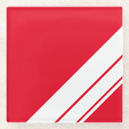 Posavasos De Vidrio Fun Sporty Brillante Rojo Esquina Blanca Corner Ra