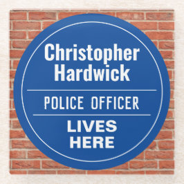 Posavasos De Vidrio Funcionario de policía divertida plancha estilo mo