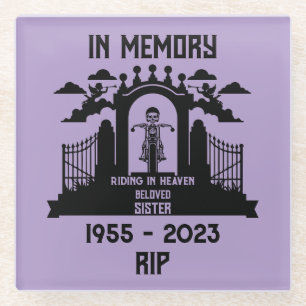 Posavasos De Vidrio Funeral de moto en memoria