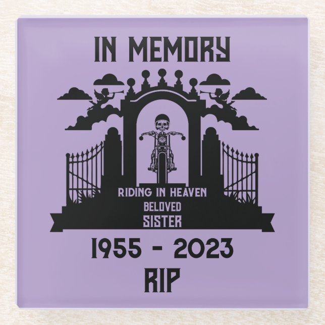 Posavasos De Vidrio Funeral de moto en memoria (Anverso)