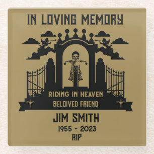 Posavasos De Vidrio Funeral de moto en memoria