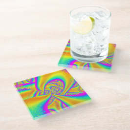 Posavasos De Vidrio Funkidelic Dicroic Fused Glass Fractal