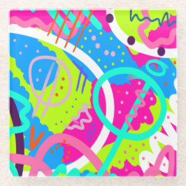 Posavasos De Vidrio Funky Colorful Pop Art