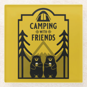 Posavasos De Vidrio Funny Bear Camp Adventure Canada