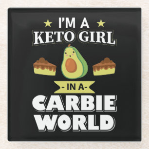 Posavasos De Vidrio Funny Keto Chica Cute Ketogenic Advocado De Dieta