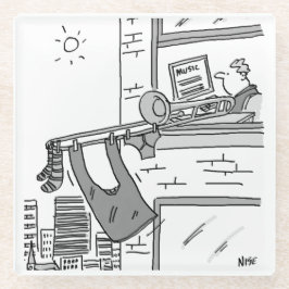 Posavasos De Vidrio Funny Trombone Player. Trombonista