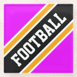Posavasos De Vidrio FÚTBOL Atlético Rosa Brillante Negro Naranja Rayas