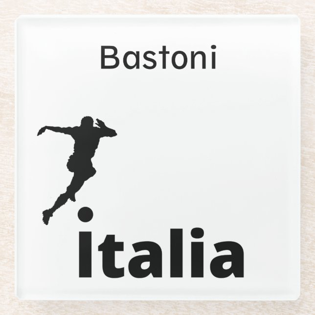 Posavasos De Vidrio Fútbol Italia, personalizable (Anverso)