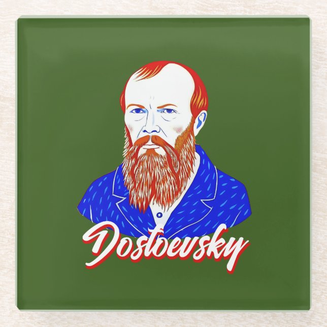 Posavasos De Vidrio Fyodor Dostoevsky - Estilo geométrico elegante (Anverso)