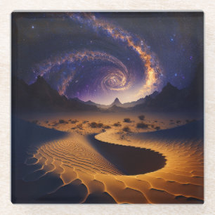 Posavasos De Vidrio Galaxia del desierto Arte del paisaje surrealista