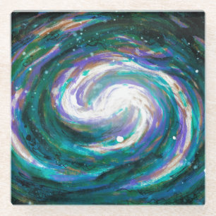 Posavasos De Vidrio Galaxia pintada a mano