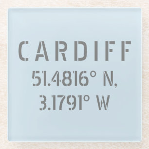Posavasos De Vidrio Gales de Cardiff Latitud y Longitud