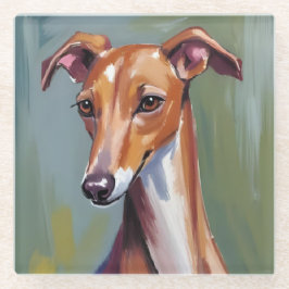Posavasos De Vidrio Galgo Italiano | Pintura de Acuarela de Perro