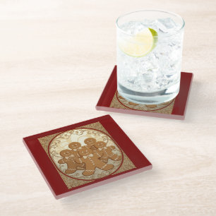 Posavasos De Vidrio Galletas de Hombre de Jengibre Navidad Art Nouveau