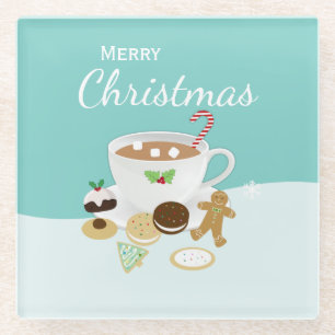 Posavasos De Vidrio Galletas de navidad y chocolate caliente