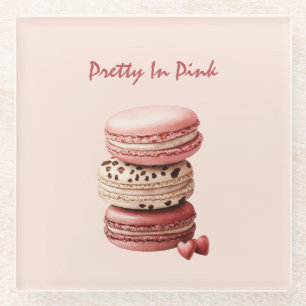 Posavasos De Vidrio Galletas Macarón Bonitas de Rosa