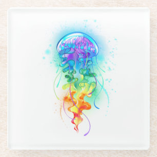 Posavasos De Vidrio Gallito arcoiris