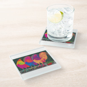Posavasos De Vidrio Gallos de Cantina