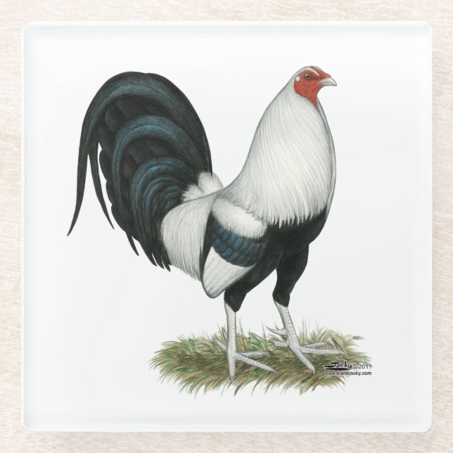 Posavasos De Vidrio Gamecock plateado (Anverso)