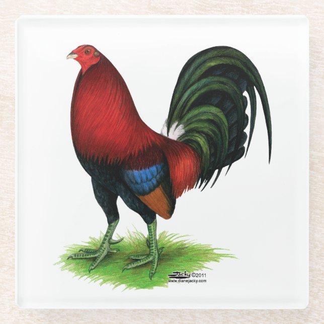 Posavasos De Vidrio Gamecock: rojo oscuro (Anverso)