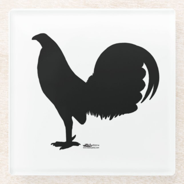 Posavasos De Vidrio Gamecock Rooster Silhouette (Anverso)