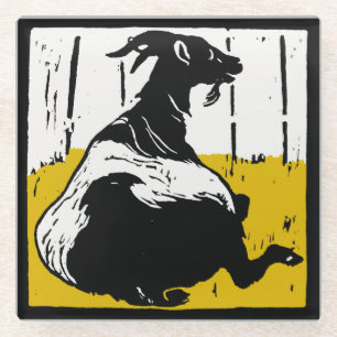 Posavasos De Vidrio Ganadería Woodcut